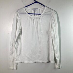 Womens Derek‎ Lam 10 Crosby Kary Puff Long Sleeve Tee Shirt White M Cotton